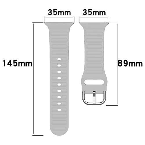 Image of TECHONTO 42mm,44mm & 45mm Tubular & Wavy design Soft Silicone Smart Watch Strap Compatible for Watch Series SE 8 7 6 5 4 3 2 with Classic Clasp for for Men & Women (Grey)
