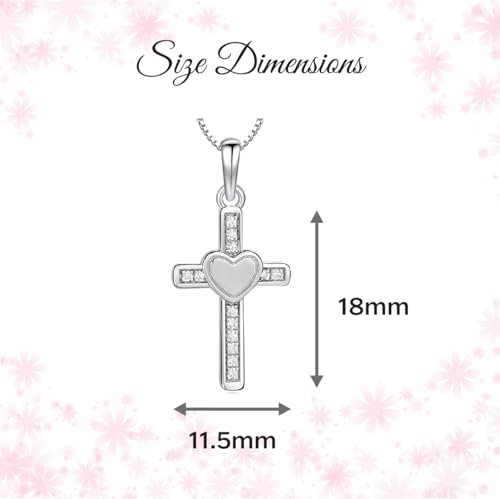 Cherished Moments Children's Sterling Silver Cross Necklace with Hearts for First Communion Gift for Girls4