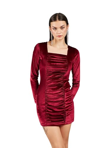 Image of Velvet Ruched Bodycon Dress