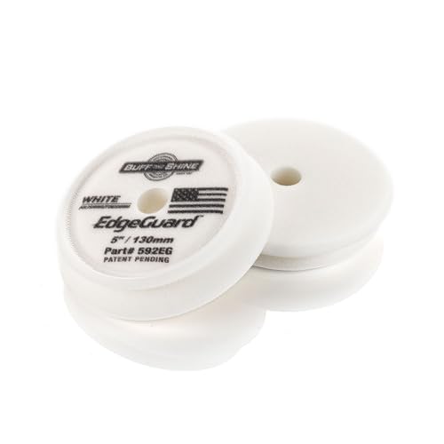 Image of Buff and Shine - EdgeGuard Foam Buffing Pads - White - 5 inch Polishing and Finishing Pad - Pack of 2