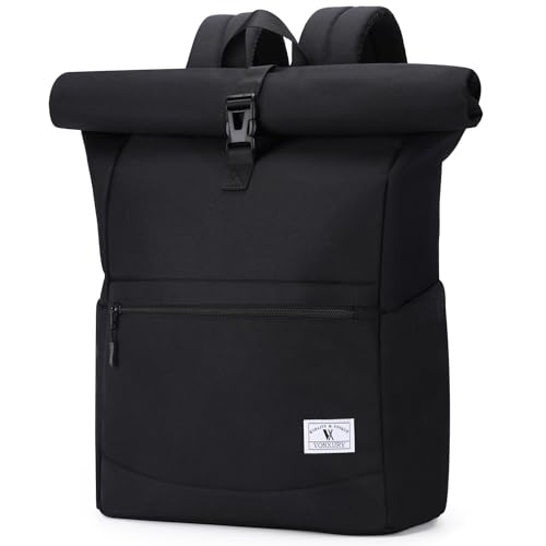 VX VONXURY Roll Top Backpack for Women,15.6 inch Laptop Backpack for Men,Top Open Casual Daypack for Work Travel