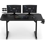 Schreibtisch Nomad Basic, Gaming Tisch 140x60, PC Tisch mit Kopfhörerhaken, Getränkehalter, Controller Halter, Gaming Computertisch mit Kohlefaseroberfläche, Ergonomischer Gaming Desk – Bild 2
