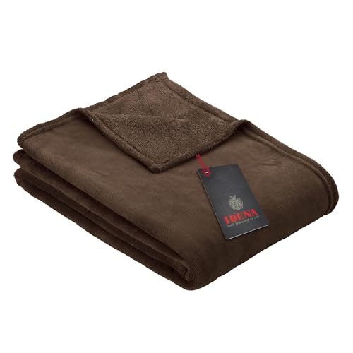 Ibena Kuscheldecke Olbia 130x180 cm - flauschig, warm & waschbar, fleecedecke braun einfarbig
