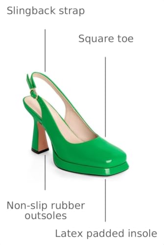Image of ANN CREEK Women's Platform Slingback High Heels Ladies Square Toe Pump Shoes