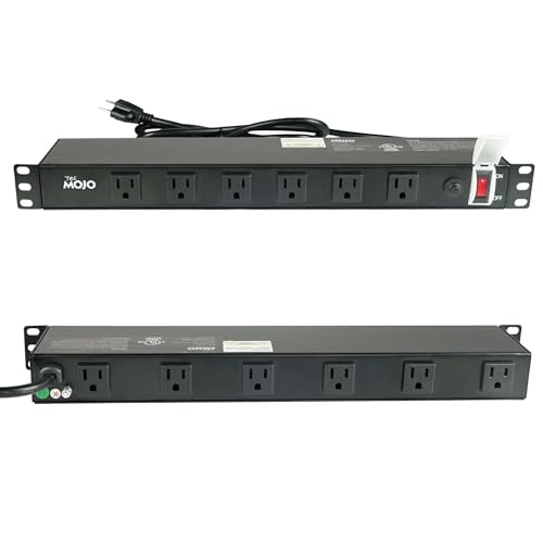 Image of Tecmojo 1U Rackmount Network-Grade PDU, 12 Wide-Spaced Right Angle Outlets, Circuit Breaker 12A (UL Certified 12A) 6ft Cord w / 5-15P Plug, Black