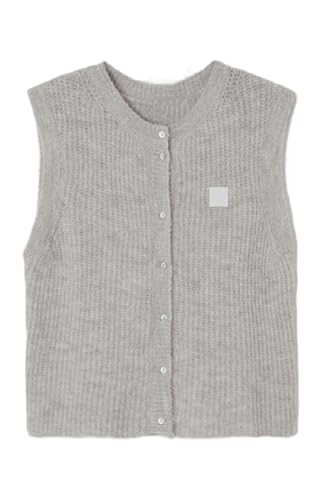 Image of UAURORAO Women Chunky Sweater Vest Button Down Crochet Cable Knit Cardigan Sleeveless Open Front Knitted Crop Waistcoat