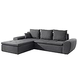 Kabs® Ecksofa Isa - gemütliches graues Sofa in L Form mit Bettkasten & Schlaffunktion, Longchair Links, Moderne Couch mit Bezug aus Polyester Mix, Zeitlose Eckcouch, Maße: 278 x 85 x 192 cm