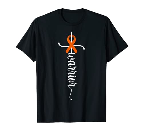 Warrior Christian Cross Survivor Cáncer de riñón con cinta naranja Camiseta
