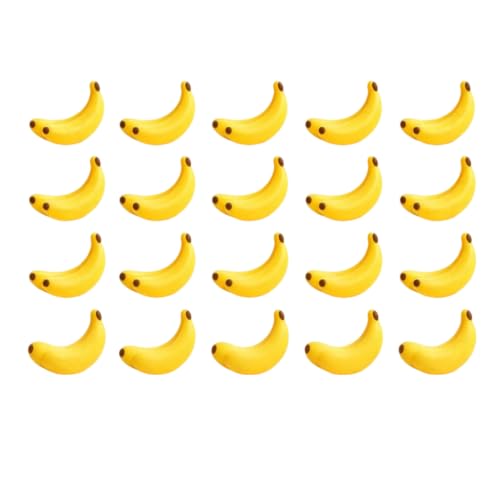 20Pcs Yellow Mini Plastic Artificial Bananas 1/12 Scale Dollhouse Accessories, Realistic Miniature Fruit Models for Fairy Garden Kitchen Decor & DIY Crafts