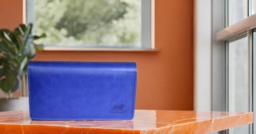 Image of Sukeshcraft Multiple Cheque Book Holder | Original PU Holds Upto 8 Cheque Books, Locker Key Hook, 2 Photo Slots, 1 Pin-Sim Slot, 13 Credit /Debit Card Slots with Matching Zipper (PU -Sky Blue)