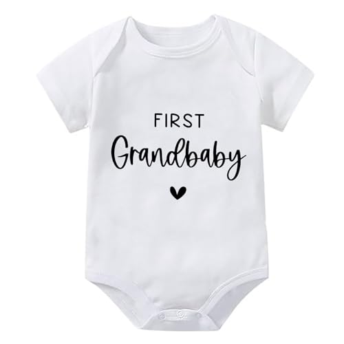 WOOYONGING First Grandbaby Newborn Rompers for Girls Short Sleeve Baby Boy Bring Home Outfits White Baby Onsies0-3 Months Unisex