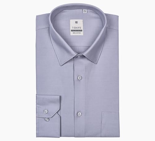 Image of 7-DAYS Men's Premium Formal Shirt - 100% Pure Cotton, Regular Fit, Plain, Full Sleeves, with Pocket - Perfect for Office Wear & Under Suits