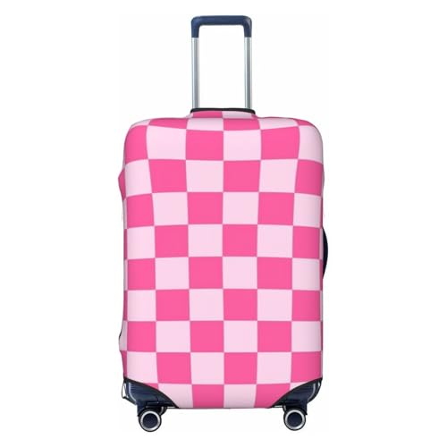 Pink Pastel Checkered Travel Luggage Covers For Suitcase Elastic Suitcase Protector Anti-Scratch Spandex Baggage Covers Fits 18-32 Inch Luggage X-Large