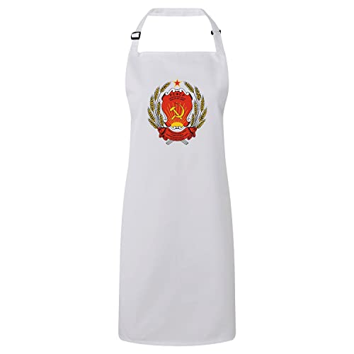 Tablier cuisine URSS premium blanc avec écusson vintage de haute qualité