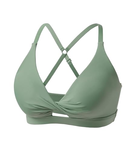 Image of Padded Sports Bras for Women - Strappy Sports Bra Workout Tops for Women Twist Front Gym Tops