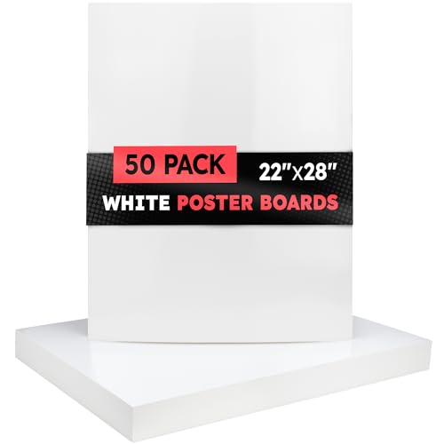 Image of Hygloss Large Poster Board 22x28 - 50 Count Bulk Pack - 10 Pt. Thickness White Poster Board Paper for Projects, Presentations, Displays, Signs, Crafts - Blank Posterboard Multipack 22 inch x 28 inch