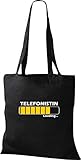 Shirtinstyle Stoffbeutel Jute, Loading Telefonistin Ausbildung, Job, Beruf Tasche Shooper Kollegen, Farbe Schwarz