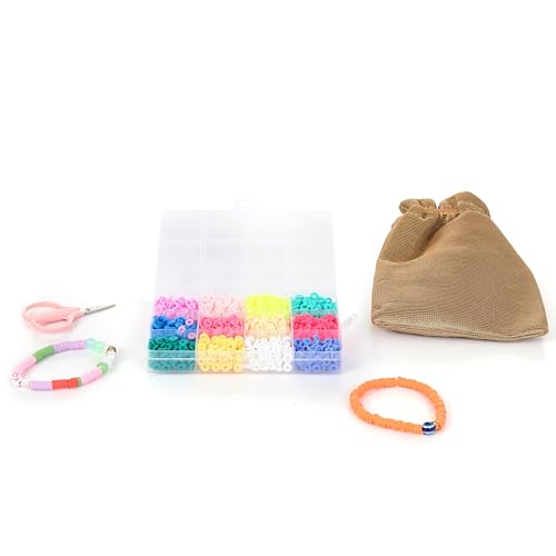Image of Ambitieux DIY Bracelet Making Kit for Girls - 12 Types Colorful Beads with Charms, Elastic Thread, Earrings, Clasps & Rings - Jewellery Craft Kit for Kids, Birthday Return Gift, Rakhi Special Set for 2 3 4 5 6 7 8 9 10 years (Plain Clay)