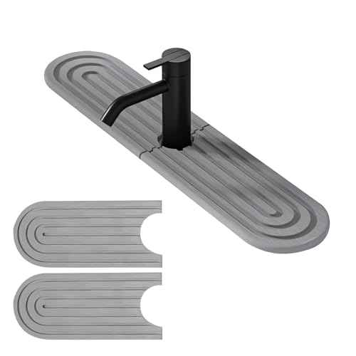 Contour de Robinet Absorbant, Tour Evier Absorbant, Contour Robinet, Robinet Diatomite-Gris Clair, pour Évier de Cuisine, Camping-Car, Plans de Travail de...