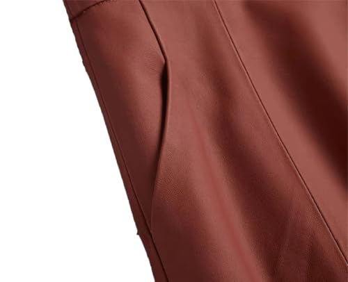 Women Leather Skirt Female A-Line Big Hem Pleated Long Skirt Office Work Casual Umbrella Skirt3