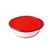 Arcuisine Round Bakeware and Storage Dish with Red Lid, Borosilicate Glass (6-Inch 12oz.)
