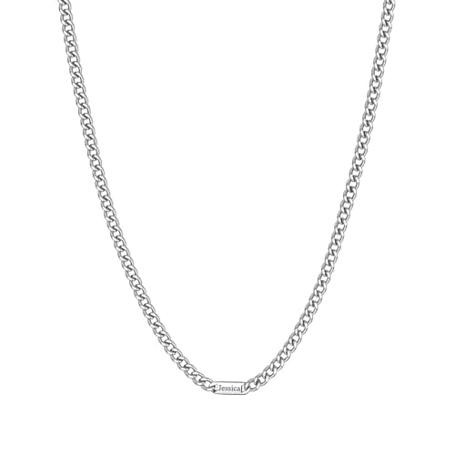 ChainsHouse Custom Name Necklace, Personalized Cuban Link Chain for Men Women, 1-6 Name Inscriptions, 18/20/22/24 Inch with 5cm Extender, 5mm/7mm Widt