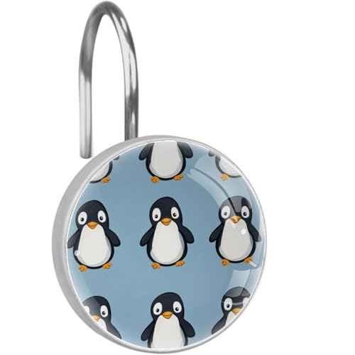 Crochets pour rideau de douche en verre et pingouin chic x12