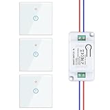 HYHIOTS Kit d'interrupteur sans fil, interrupteur d'éclairage sans fil RF433, émetteur de sécurité sans fil 230V et contrôleur récepteur 10A, interrupteur sans fil, interrupteur d'éclairage mural