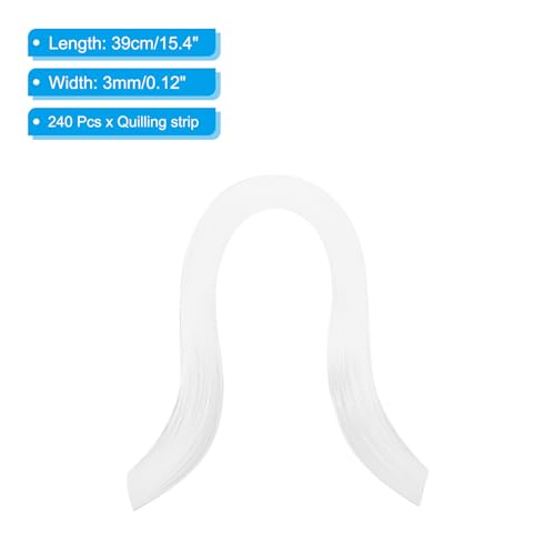 PATIKIL 240 Stück Quilling-Streifen Papier, 3mm x 39cm Origami-Papier Quilling-Kits für Erwachsene Anfänger Kunst DIY Handwerk Weihnachten, Weiß