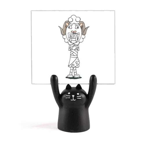 Support chapeau chat noir avec pince mémo pour organiser votre bureau