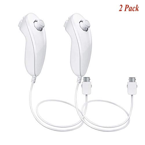 Wii Nunchucks 2 Pack, Replacement Wii Joystick, Wii Nunchuck Controller For Nintend Wii and Wii U, White