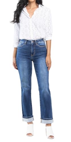 Judy Blue Waist Contrast Wash Thermal Straight2