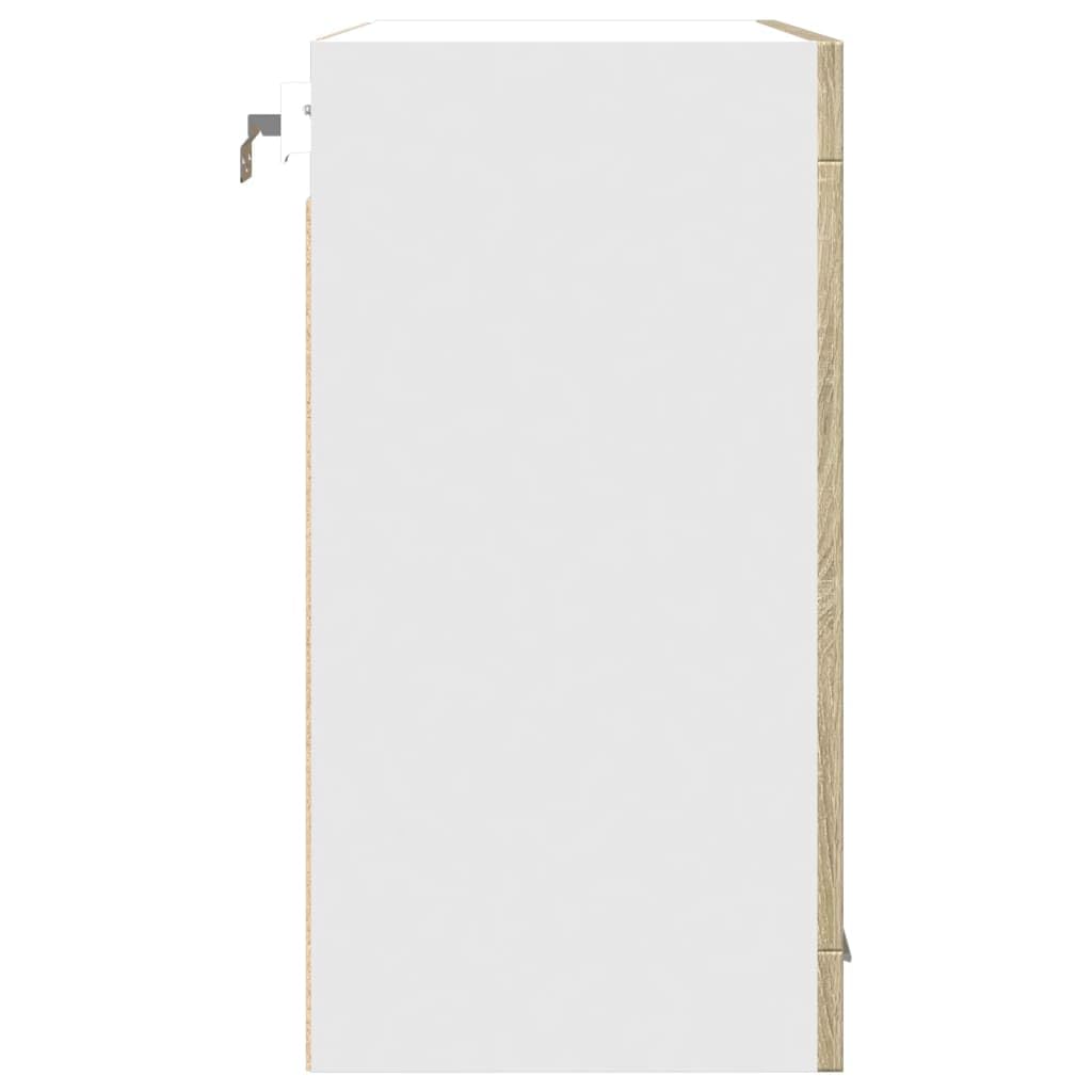 Toshilian Meuble Haut de Cuisine, Armoire de Cuisine Murale élément Haut Armoire en Verre Suspendue Blanc 60x31x60 cm Aggloméré
