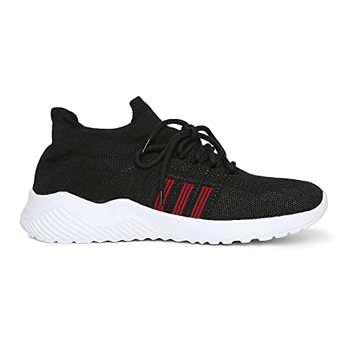 Image of Longies Men's Shoes with lace Black & Red Casual Shoes-9 /UK (LGMLSSV001)