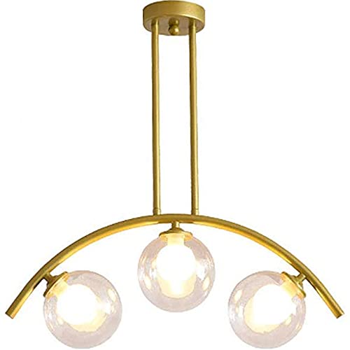 Lámpara colgante de cristal minimalista con tres tonos de luz para techo de restaurante
