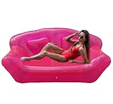 Sofá inflable transparente con 2 portavasos y 0,45 mm de grosor, sofá de aire de PVC transparente rosa, sofá hinchable for playa, oficina, viajes al aire libre, camping, picnic, piscina ( Color : Pink