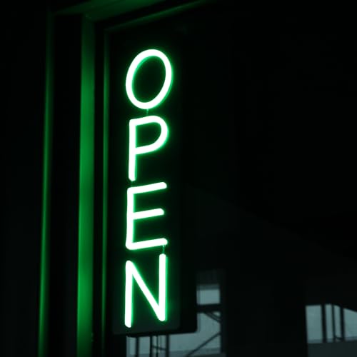 Image of Open Signs for Business 12V /2A Ultra Bright LED Neon Open Sign 22 Inch Lighted Open Sign Electric Light Up Open Sign for Business Storefront Window Glass Door Retail Shop Store Bar Salon Restaurant,vertical Green