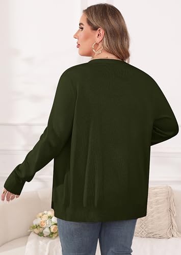 Image of TIANZHU Plus Size Cardigan for Women Button Open Front Long Sleeve V Neck Comfy Lightweight Sweaters XL-4XL