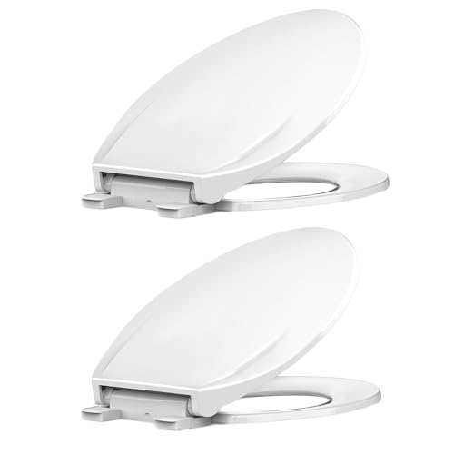 Slow Close Elongated Toilet Seat - Soft Quiet Closing Lid, Toilet Seat Replacement Easy Clean &