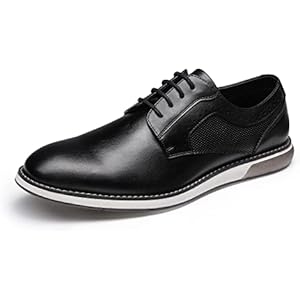 Bruno Marc Men's Casual Dress Sneaker Shoes, Business Formal Derby Plain Toe Oxfords Crossflex GentEdge 7.5 Wide Black