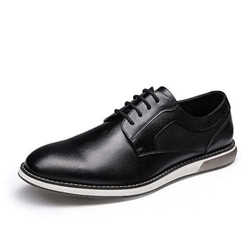 Bruno Marc Men's Casual Dress Sneaker Shoes, Business Formal Derby Plain Toe Oxfords Crossflex GentEdge 7 Black