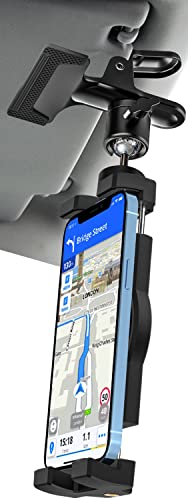 Sun Visor Phone Holder for Car - [360° Super Metal Clip] Car Visor Cell Phone Mount, Universal Steering Wheel Phone Clamp for iPhone Air 17 Pro Max 16 15 14 13 12 11 Plus, S25, All Android Smartphones