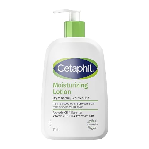 Cetaphil Moisturising Lotion 500ml with Pump, Large Value Lightweight Daily Lotion for Normal to Dry Sensitive Skin, Non-Greasy Fast-Absorbing Face & Body Hydration, Family Pump Bottle