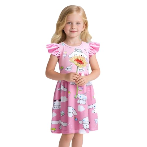 ATTRAYENT Girls Cute Dress Kids Lovely Dresses Party Outfit Birthday Gift Pink
