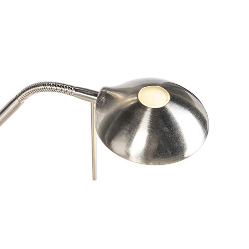 QAZQA Moderno Lámpara de pie en acero con lámpara de lectura con LED y dimmer - Diva 2 Acero Redonda/Alargada Incluye LED Max. x 18 Watt