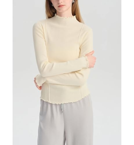 Petite Half High Collar Embroidery Knit Sweater Slim Fit Slimming Base Layer Top for Girls2