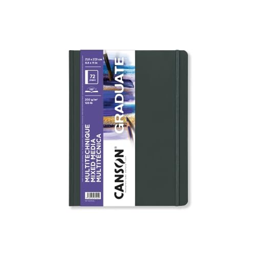 Lot de 5 Carnet 36 feuilles Canson® Graduate Mixed Media 21,6x27,9 200g/m², papier grain léger blanc