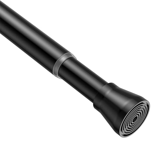 Fvonzn 1Stück Teleskopstange ohne Bohren 120-200CM (47-78 Zoll) - Gardinen- und Duschvorhangstange, Rostfrei & Verstellbare Klemmstange für Vorhänge, Dusche, Fenster, Badezimmer - Schwarz