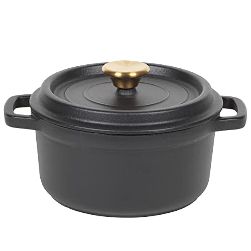 Russell Hobbs RH02523BEU7 Cast Iron Pot – Dutch Oven Round Casserole Dish, Induction Suitable Oven Safe Cocotte, Enamelled Roasting Cooker, Stockpot with Lid, PFAS-Free, 20cm/2L, 30 Year Guarantee