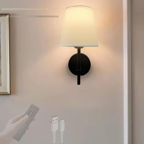 Apliques de pared LED con pantalla de tela y diseño de base redonda